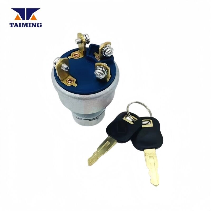Ignition Switch 22B-06-11910 with Keys for PC200-7 Excavator Metal Housing Copper Terminals